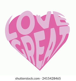 big love in the form of text lettering vector icon heart pink trend