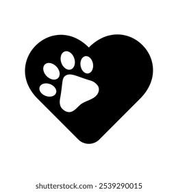 Big love heart with paw print	