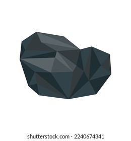 Big lump of black coal illustration. Big lump of charcoal, basalt, nugget, rock, graphite or anthracite isolated on white background. Mine, mineral recourse concept