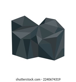 Big lump of black coal vector illustration. Big lump of charcoal, basalt, nugget, rock, graphite or anthracite isolated on white background. Mine, mineral recourse concept