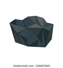 Big lump of coal vector illustration. Big lump of charcoal, basalt, nugget, rock, graphite or anthracite isolated on white background. Mine, mineral recourse concept