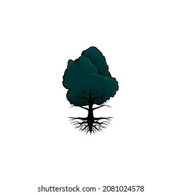 Big lush tree logo. towering tree alone