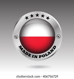 Big made in Poland button flag symbol  vector eps10 illustration 