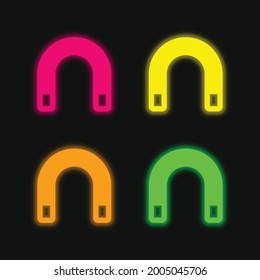 Big Magnet four color glowing neon vector icon