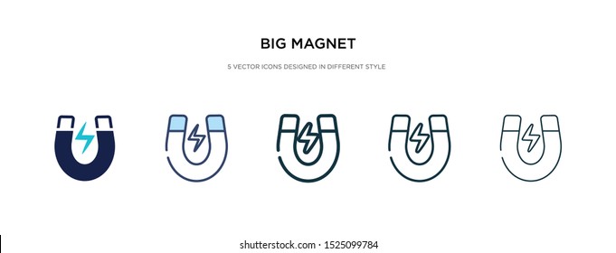 big magnet icon in different style vector illustration. two colored and black big magnet vector icons designed in filled, outline, line and stroke style can be used for web, mobile, ui