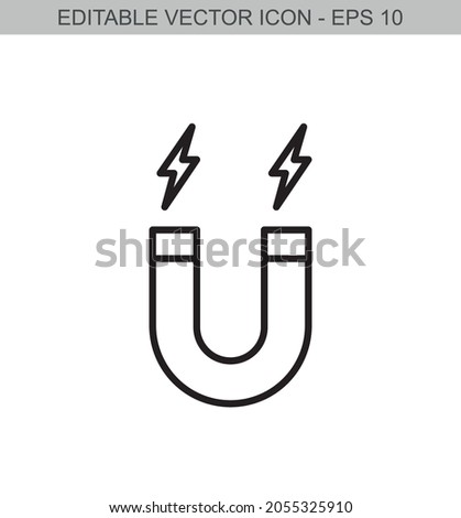 Big magnet sign. Editable line icon.