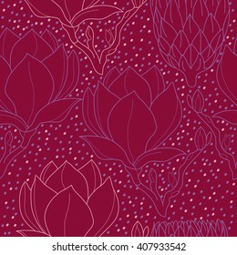 Big magnolia tree abstract seamless vector pattern