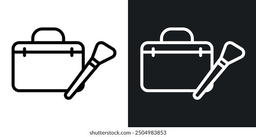 Big makeup box vector icon set black and white filled and outlined style.