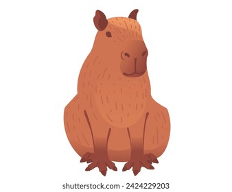 Big mammal cute Capybara Cartoon Tierdesign Vektorgrafik einzeln auf weißem Hintergrund