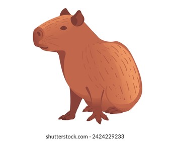 Big mammal cute Capybara Cartoon Tierdesign Vektorgrafik einzeln auf weißem Hintergrund