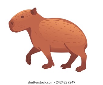 Big mammal cute Capybara Cartoon Tierdesign Vektorgrafik einzeln auf weißem Hintergrund