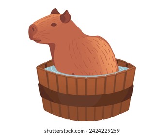 Big mammal cute Capybara Cartoon Tierdesign Vektorgrafik einzeln auf weißem Hintergrund