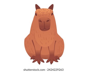 Big mammal cute Capybara Cartoon Tierdesign Vektorgrafik einzeln auf weißem Hintergrund