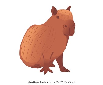 Big mammal cute Capybara Cartoon Tierdesign Vektorgrafik einzeln auf weißem Hintergrund