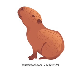 Big mammal cute Capybara Cartoon Tierdesign Vektorgrafik einzeln auf weißem Hintergrund