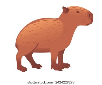 Gran mamífero lindo capibara dibujos animados de diseño animal ilustración vectorial aislada en fondo blanco