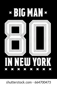 big man in new york,t-shirt print poster vector illustration