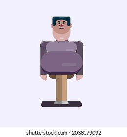 big man in purple clothes