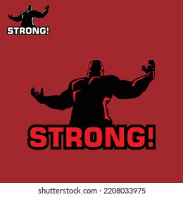 Big Man With Strong Body Logo, Silhouette Of Male Vector Illustrations