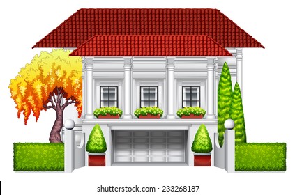 A big mansion on a white background 