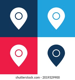 Big Map Locator blue and red four color minimal icon set