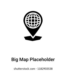 Big Map Placeholder icon vector isolated on white background, logo concept of Big Map Placeholder sign on transparent background, filled black symbol