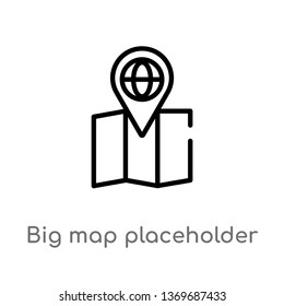 big map placeholder vector line icon. Simple element illustration. big map placeholder outline icon from ultimate glyphicons concept. Can be used for web and mobile
