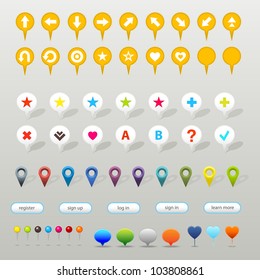 Big Map Set, Isolated On Grey Background, Vector Illustration