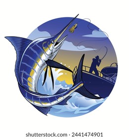 Big Marlin Fishing T-Shirt Design