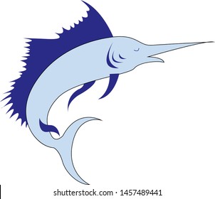 Big marlin, illustration, vector on white background.