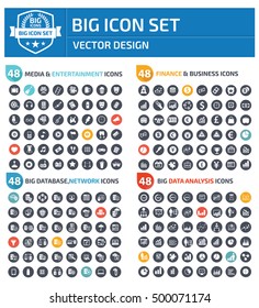 Big media and finance icon set, clean vector