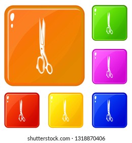 Big medical scissors icons set collection vector 6 color isolated on white background