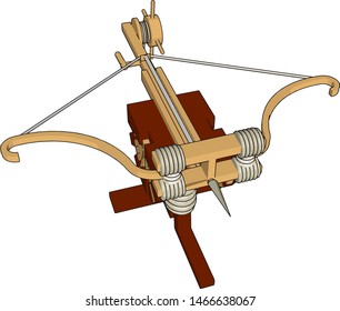 Big medieval crossbow, illustration, vector on white background.