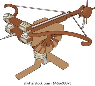 Big medieval crossbow, illustration, vector on white background.