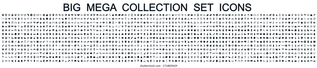 Big mega collection set icons: business, shopping, device, technology, medical, ecology, food & drink and many more for any cases of life using – stock vector