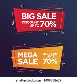 Big and Mega sale banners geometric set with text space