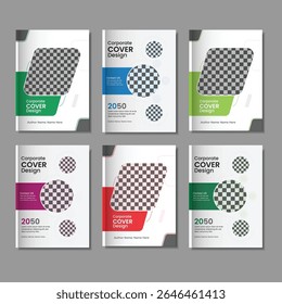 big mega Set of 6 collection corporate business book cover design template. double sided business Company book cover design bundle with unique shape. book cover big bundle design template.