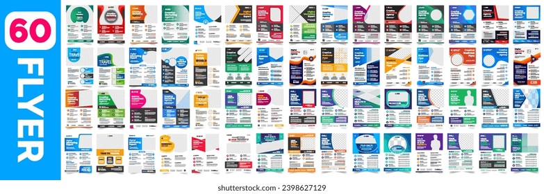 big mega set of 60 Collection digital marketing corporate business flyer design template. digital marketing flyer bundle. big set business flyer bundle. set of 60 Item digital marketing flyer.