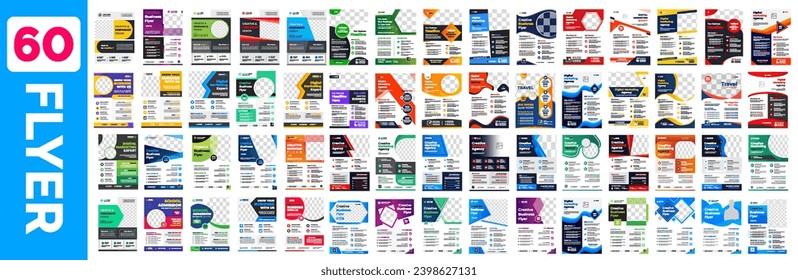 big mega set of 60 Collection digital marketing corporate business flyer design template. digital marketing flyer bundle. big set business flyer bundle. set of 60 Item digital marketing flyer.