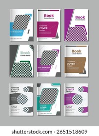 big mega Set of 9 collection corporate business book cover design template. Front sided business Company book cover design bundle with unique shape. book cover big bundle design template.