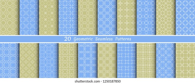 Big mega set of seamless geometric patterns, line backgrounds collection. Endless repeating linear texture for wallpaper, packaging, banners, invitations, business cards, fabric print