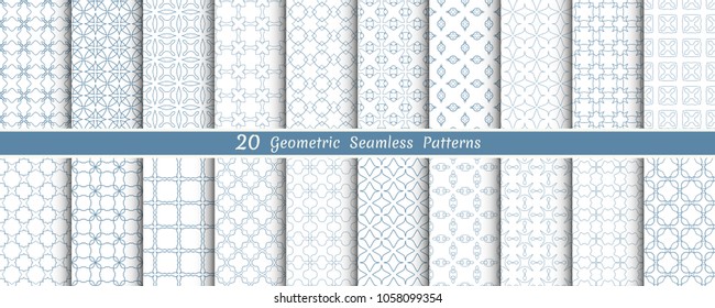 Big mega set of seamless monochrome geometric patterns, line backgrounds collection. Endless repeating linear texture for wallpaper, packaging, banners, invitations, business cards, fabric print