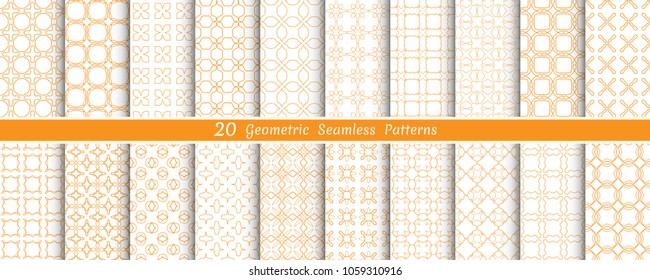 Big mega set of seamless monochrome geometric patterns, line backgrounds collection. Endless repeating linear texture for wallpaper, packaging, banners, invitations, business cards, fabric print