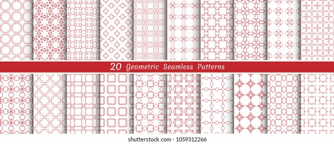 Big mega set of seamless monochrome geometric patterns, line backgrounds collection. Endless repeating linear texture for wallpaper, packaging, banners, invitations, business cards, fabric print