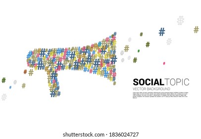 Gran Megáfono de un pequeño flujo de hash de fondo .concepto para temas y noticias de medios sociales.