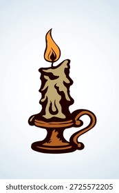 Objeto grande de la parafina de la forma del derretimiento en el espacio de papel para el texto. Esquema de tinta oscura dibujado a mano caliente catedral deslumbramiento logotipo emblema pictograma diseño de Anuncio en el arte histórico doodle estilo grabado. Vista de macro en primer plano