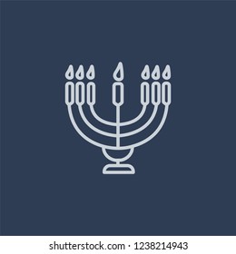 Big Menorah icon. Trendy flat vector line Big Menorah icon on dark blue background from Religion  collection. 