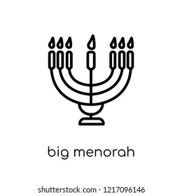 Big Menorah icon. Trendy modern flat linear vector Big Menorah icon on white background from thin line Religion collection, editable outline stroke vector illustration