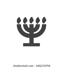 Big Menorah vector icon. filled flat sign for mobile concept and web design. Happy Hanukkah candle glyph icon. Symbol, logo illustration. Vector graphics