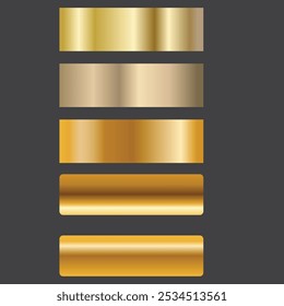 Big metal pack. Collection of gold, silver and bronze gradient for design. Vector gradients set.